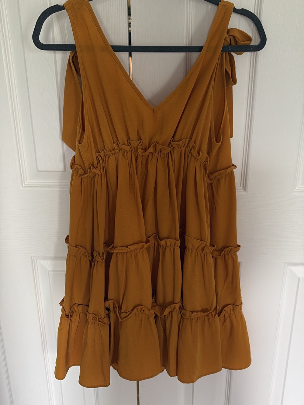Women’s Tiered V-Neck Dress in Mustard